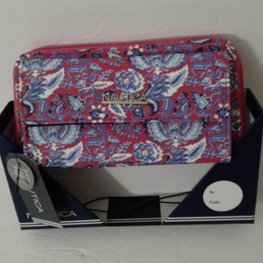 NAUTICA “Making Waves” Floral Zip around Wallet RFID $49.00